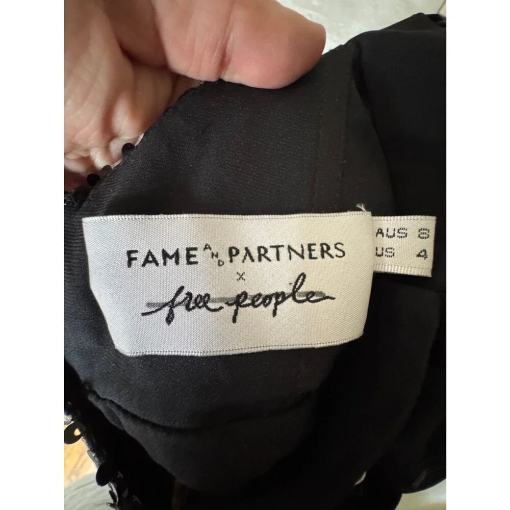 Free People x Fame and Partners Tulle Sequin Mini Dress Sz 4